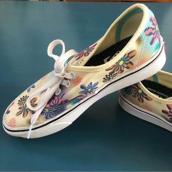 Vans Authentic ComfyCush Floral Daze Yellow & Blue Skate Shoes Womens Si… - Picture 5 of 10
